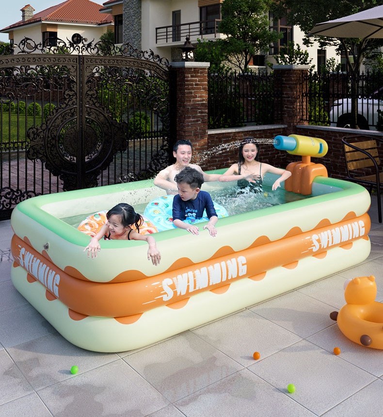 3m*1.75m Inflatable Family Swimming Pool for Kids Children Outdoor Garden Swimming Training Pool Baby Water Pool Bat